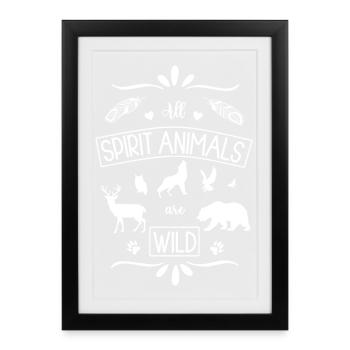 Tous les animaux spirituels sont des animaux spirituels sauvages - Affiche encadrée (27 × 37 cm) - noir - Devant