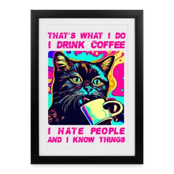 Cozy Cat Coffee - Framed poster (27 × 37 cm) - black - Front