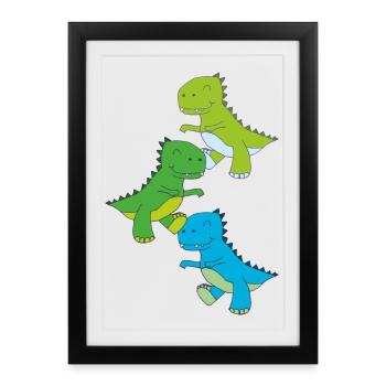 Dino Dance - Framed poster (27 × 37 cm) - black - Front