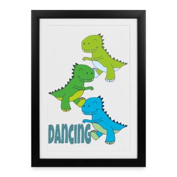 Dinos Dancing - Framed poster (27 × 37 cm) - black - Front