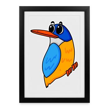 Cute kingfisher - Framed poster (27 × 37 cm) - black - Front