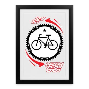 HEY HO - VÉLO - ALLONS-Y! - Affiche encadrée (27 × 37 cm) - noir - Devant