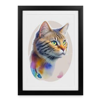 Cat - Framed poster (27 × 37 cm) - black - Front
