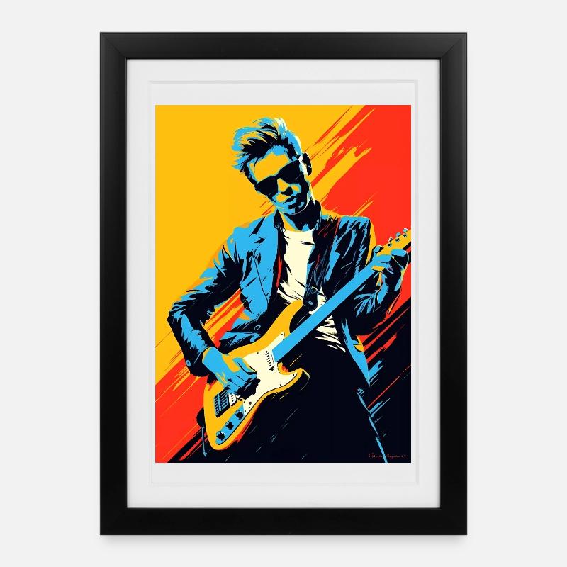Pop-Art-Rocker - Gerahmtes Poster (27 × 37 cm) - Schwarz