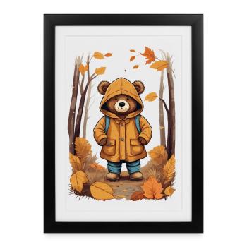 Cute bear in the forest - Framed poster (27 × 37 cm) - black - Front
