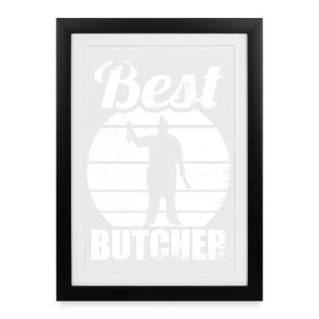 Meilleur boucher - Affiche encadrée (27 × 37 cm) - noir - Devant