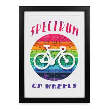 Spectrum On Wheels - Autism Spectrum Bike Cycling - Affiche encadrée (27 × 37 cm) - noir - Devant