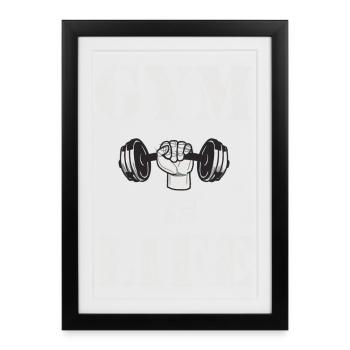 Gym Is Life – Hantel Vintage - Gerahmtes Poster (27 × 37 cm) - Schwarz - Vorne