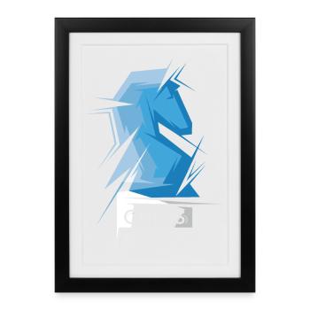 Chess Horse Origami Abstract Symbol Illustration - Framed poster (27 × 37 cm) - black - Front