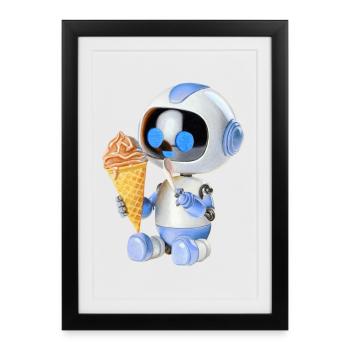 Crème glacée robot - Affiche encadrée (27 × 37 cm) - noir - Devant