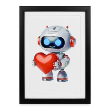 Des robots au cœur - Affiche encadrée (27 × 37 cm) - noir - Devant