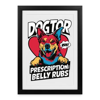 Pop Art Dogtor Prescription: Belly Crawl! - Framed poster (27 × 37 cm) - black - Front