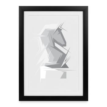 Chess Horse Abstract Chess Figure Club Tournament - Framed poster (27 × 37 cm) - black - Front