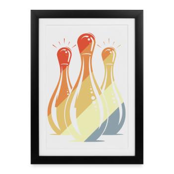 Bowling Graphic Look rétro - Affiche encadrée (27 × 37 cm) - noir - Devant
