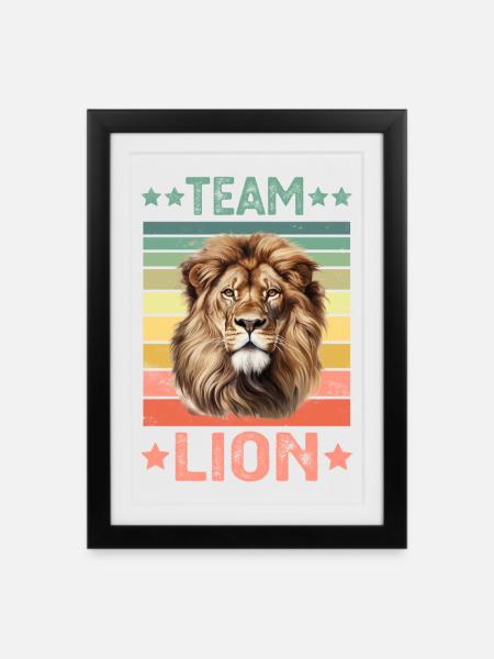 Löwe - Gerahmtes Poster (27 × 37 cm) - Schwarz
