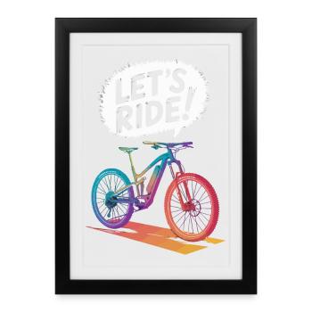 Conception vibrante de balade en VTT - Affiche encadrée (27 × 37 cm) - noir - Devant