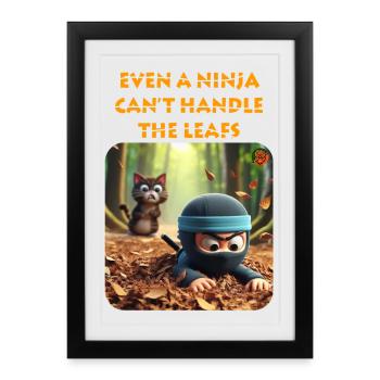 Animated Ninja and Cat Forest Adventure - Framed poster (27 × 37 cm) - black - Front