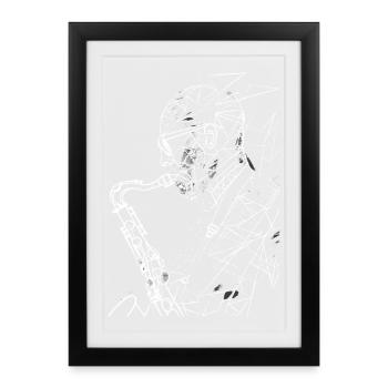 Saxophone Player Sketch - Framed poster (27 × 37 cm) - black - Front