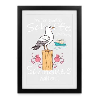 Funny Seagull - Framed poster (27 × 37 cm) - black - Front
