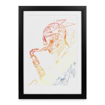Saxophonist Retro - Framed poster (27 × 37 cm) - black - Front