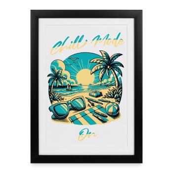Plage Soleil Chill Fashion Design - Affiche encadrée (27 × 37 cm) - noir - Devant