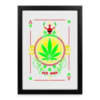Vibrant Cannabis and Skull Emblem - Framed poster (27 × 37 cm) - black - Front