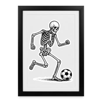 Joueur de football skeleton - Affiche encadrée (27 × 37 cm) - noir - Devant