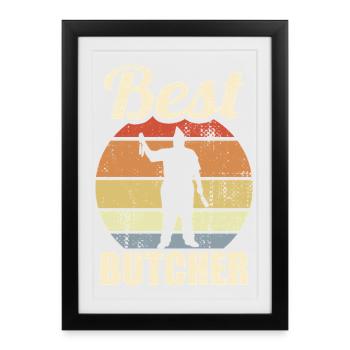Drôle de boucher - Affiche encadrée (27 × 37 cm) - noir - Devant