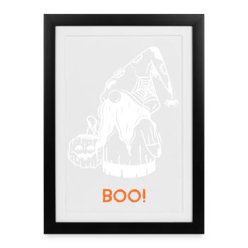 Nain de jardin d’Halloween BOO Drôle - Affiche encadrée (27 × 37 cm) - noir - Devant