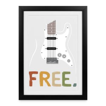 Guitare électrique rétro Free Music Design - Affiche encadrée (27 × 37 cm) - noir - Devant