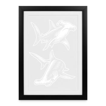 Cadeau requin marteau - Affiche encadrée (27 × 37 cm) - noir - Devant