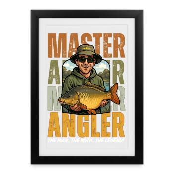 Carp Fishing Master Angler Legendary Hero - Framed poster (27 × 37 cm) - black - Front
