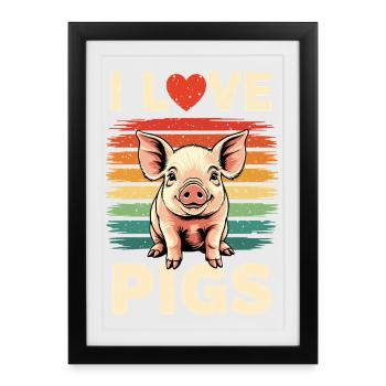 Pig Sow Farmer Farmer Gift Retro - Framed poster (27 × 37 cm) - black - Front