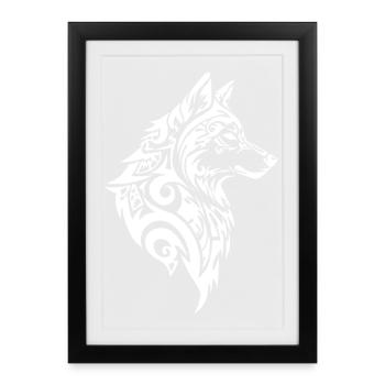 Tribal Wolf Nordic Tattoo - Framed poster (27 × 37 cm) - black - Front