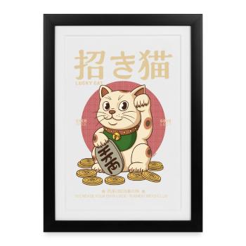 Maneki Neko - Affiche encadrée (27 × 37 cm) - noir - Devant