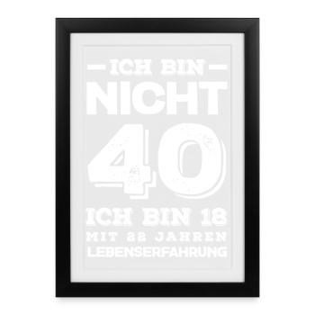 Drôle 40e anniversaire cadeau chemise d’anniversaire - Affiche encadrée (27 × 37 cm) - noir - Devant