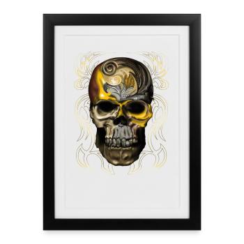 Ornement de crâne doré - Affiche encadrée (27 × 37 cm) - noir - Devant