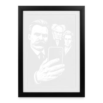Nietzsche selfie with Schopenhauer and Kierkegaard - Framed poster (27 × 37 cm) - black - Front