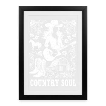 Silhouette Country Soul et Guitare - Affiche encadrée (27 × 37 cm) - noir - Devant