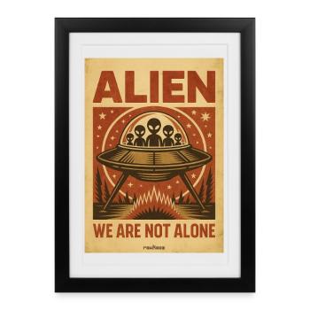 Alien UFO Vintage Poster - Framed poster (27 × 37 cm) - black - Front