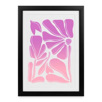 Flower power dégradé rose - Affiche encadrée (27 × 37 cm) - noir - Devant