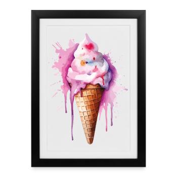 Wasserfarbe Eiscreme Tropfen - Framed poster (27 × 37 cm) - black - Front