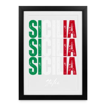Sicily Italy, souvenir of Sicily - Framed poster (27 × 37 cm) - black - Front