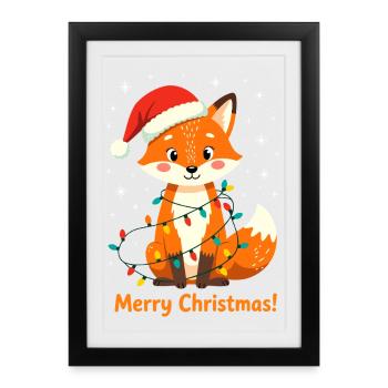 Chemise de Noël Renard Noël Joyeux Noël - Affiche encadrée (27 × 37 cm) - noir - Devant