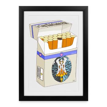 Heart Flaming Cigarette Box - Framed poster (27 × 37 cm) - black - Front