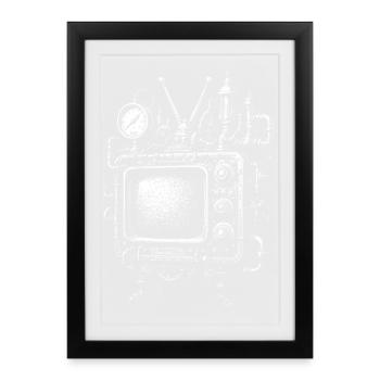 Moteur de télévision steampunk - Affiche encadrée (27 × 37 cm) - noir - Devant