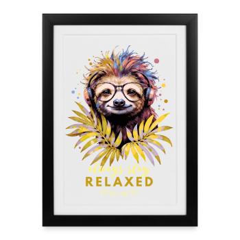 Colorful Sloth – Always Stay Relaxed - Framed poster (27 × 37 cm) - black - Front