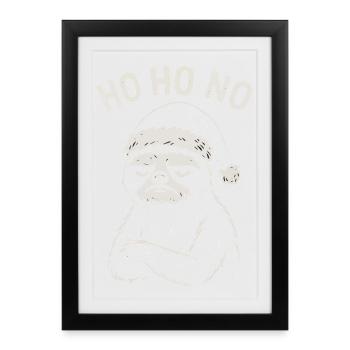 Paresseux avec chapeau de Père Noël – Ho Ho No - Affiche encadrée (27 × 37 cm) - noir - Devant