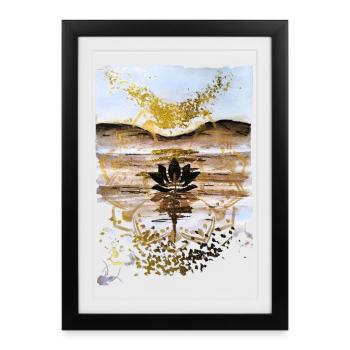 Golden Lotus on Desert Dusk - Framed poster (27 × 37 cm) - black - Front
