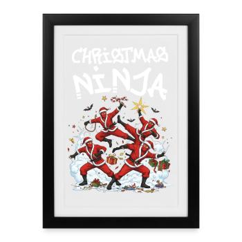 Ninja de Noël - Affiche encadrée (27 × 37 cm) - noir - Devant
